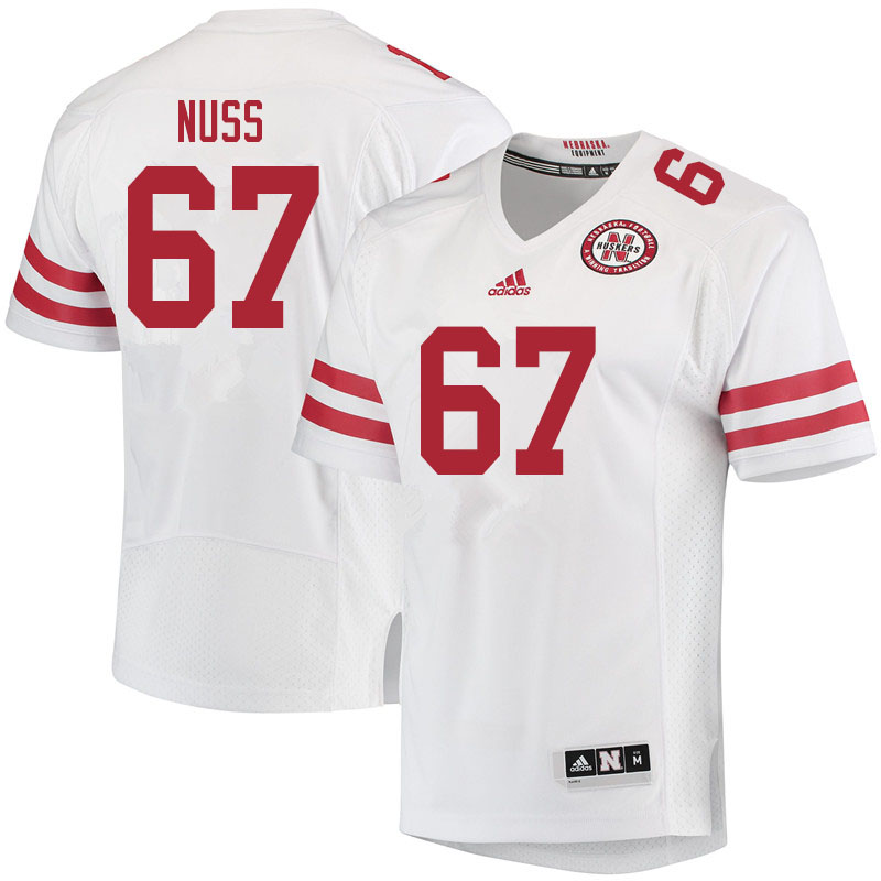 Men #67 Garrett Nuss Nebraska Cornhuskers College Football Jerseys Sale-White